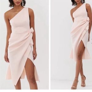 ASOS NWT Scuba One Shoulder Light Pink 🤍 Mermaid Dress 🤍
